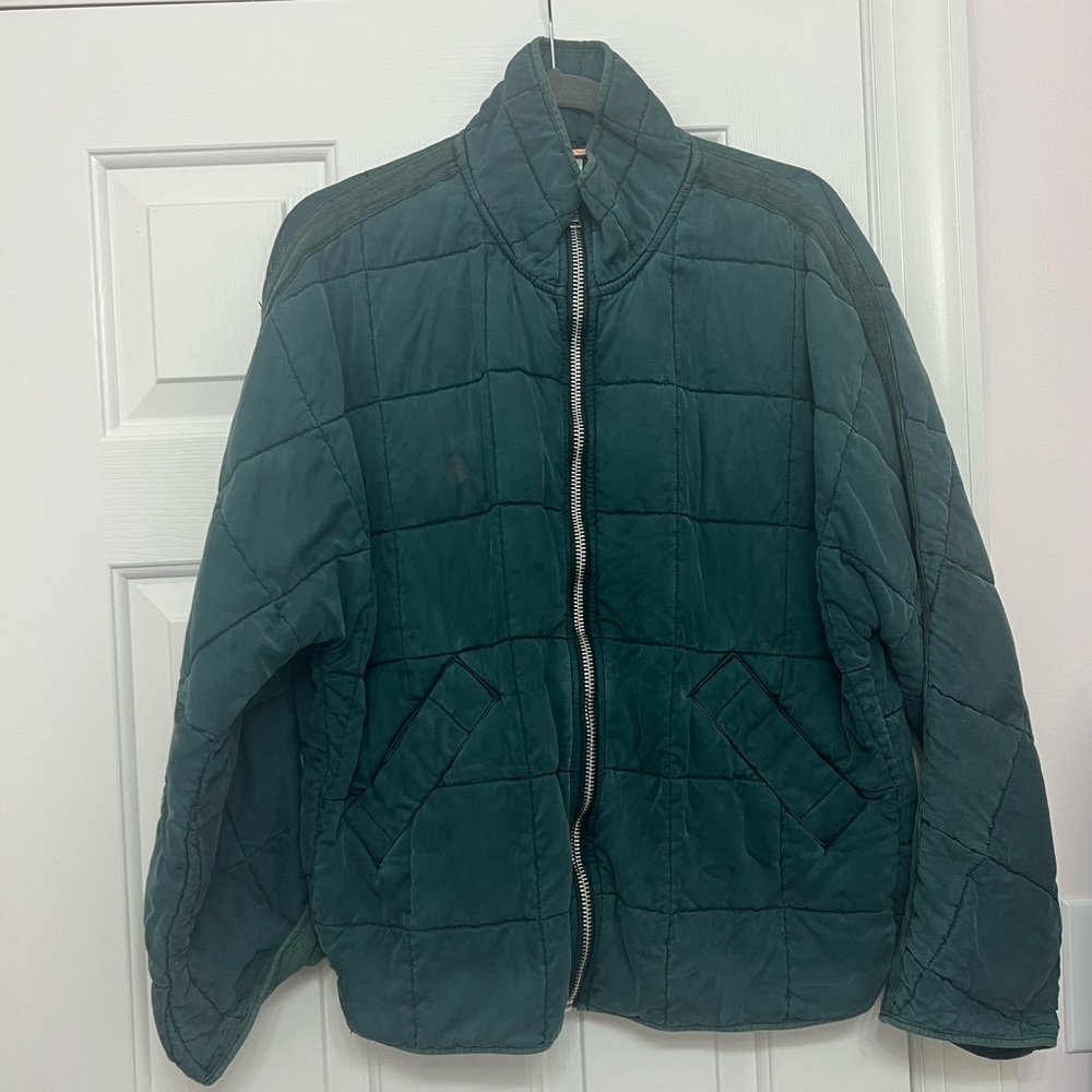Free People Dark Teal Quilted Puffer Jacket